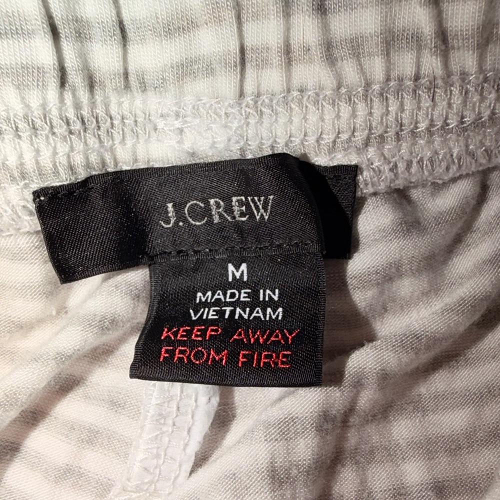 J.Crew Striped Pajama Pants Gray White Size M Lounge Sleep Drawstring - Picture 6 of 6